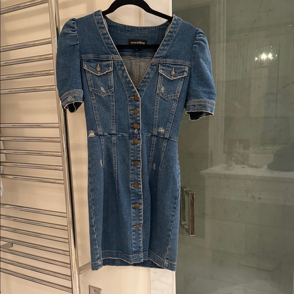 RETROFETE Denim Button-Down Mini Dress